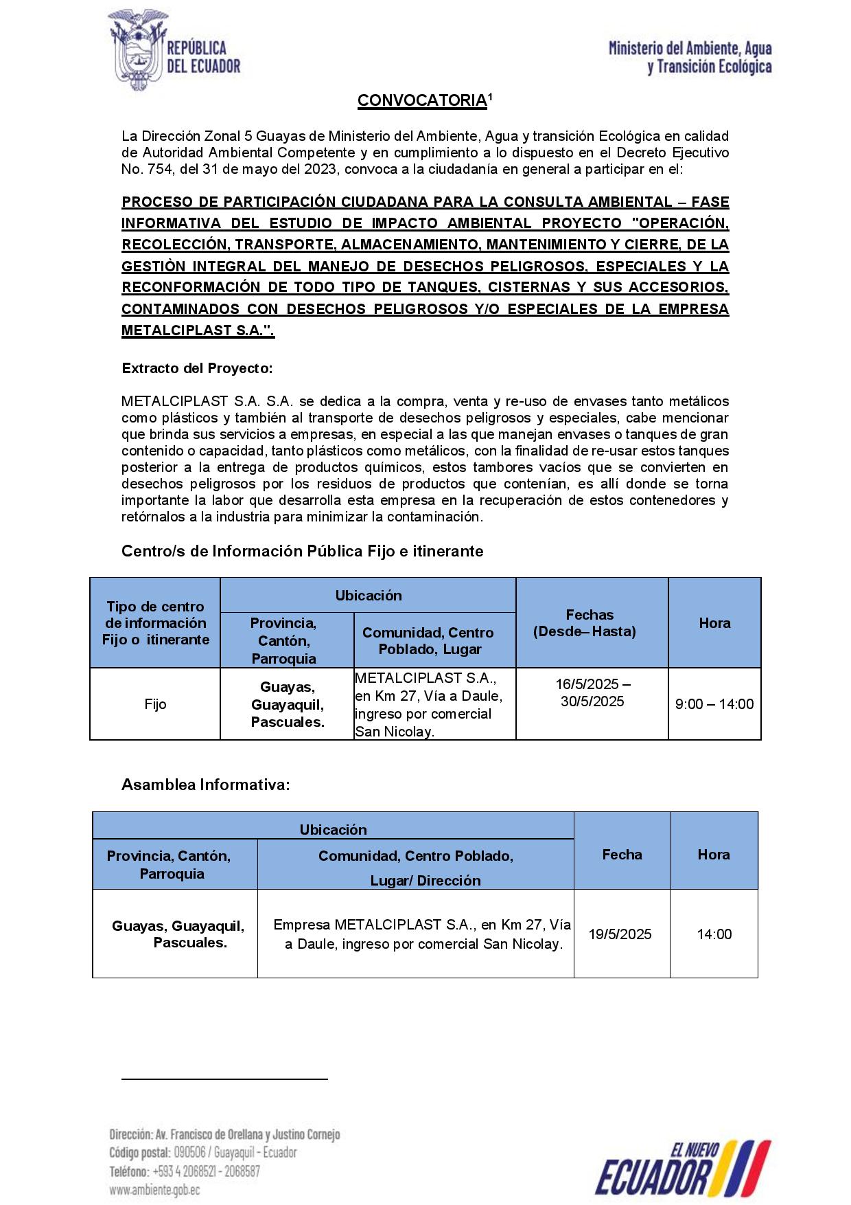 Convocatoria 1